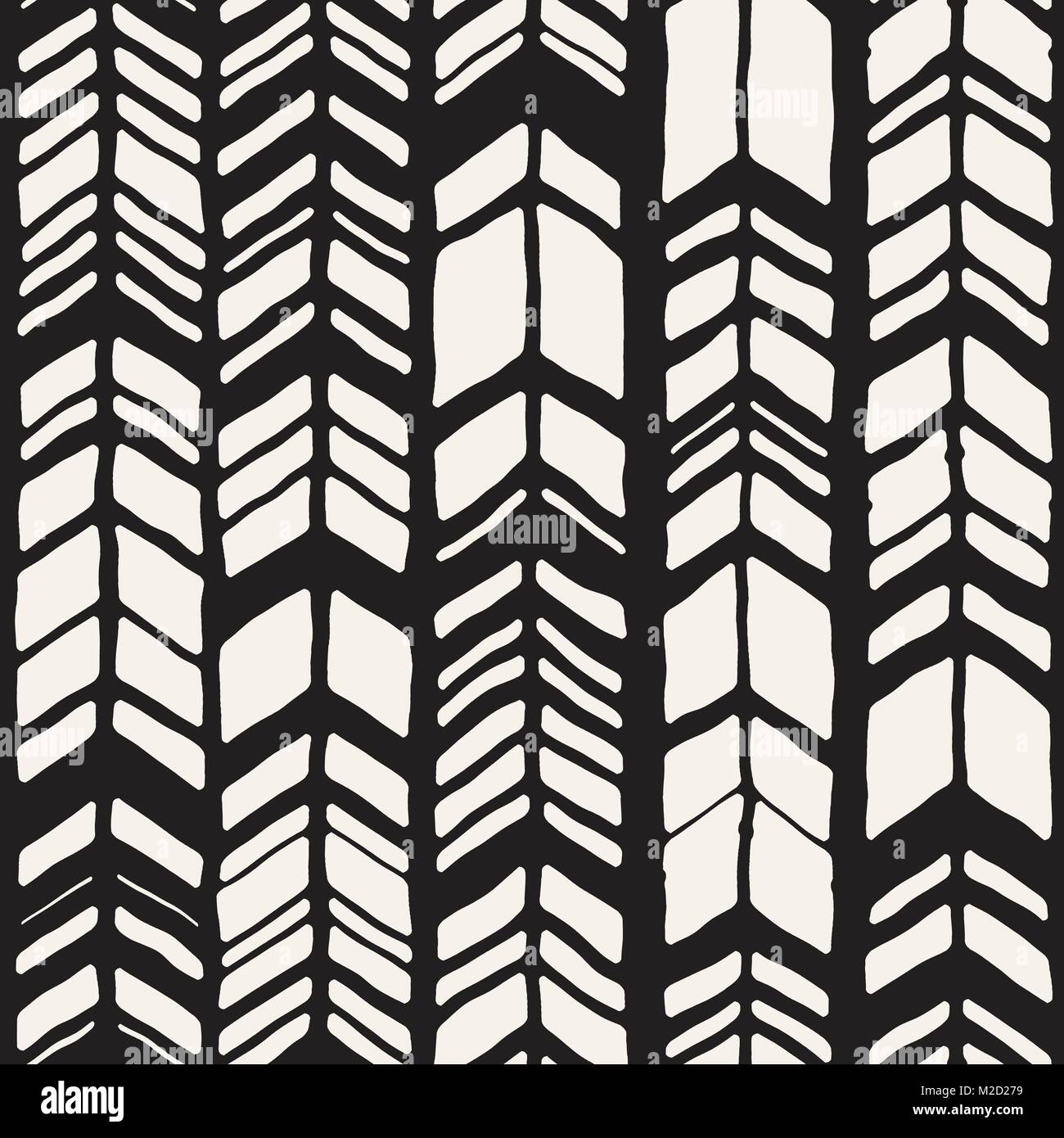 Vector seamless freehand pattern. Doodle monochrome print with hand ...