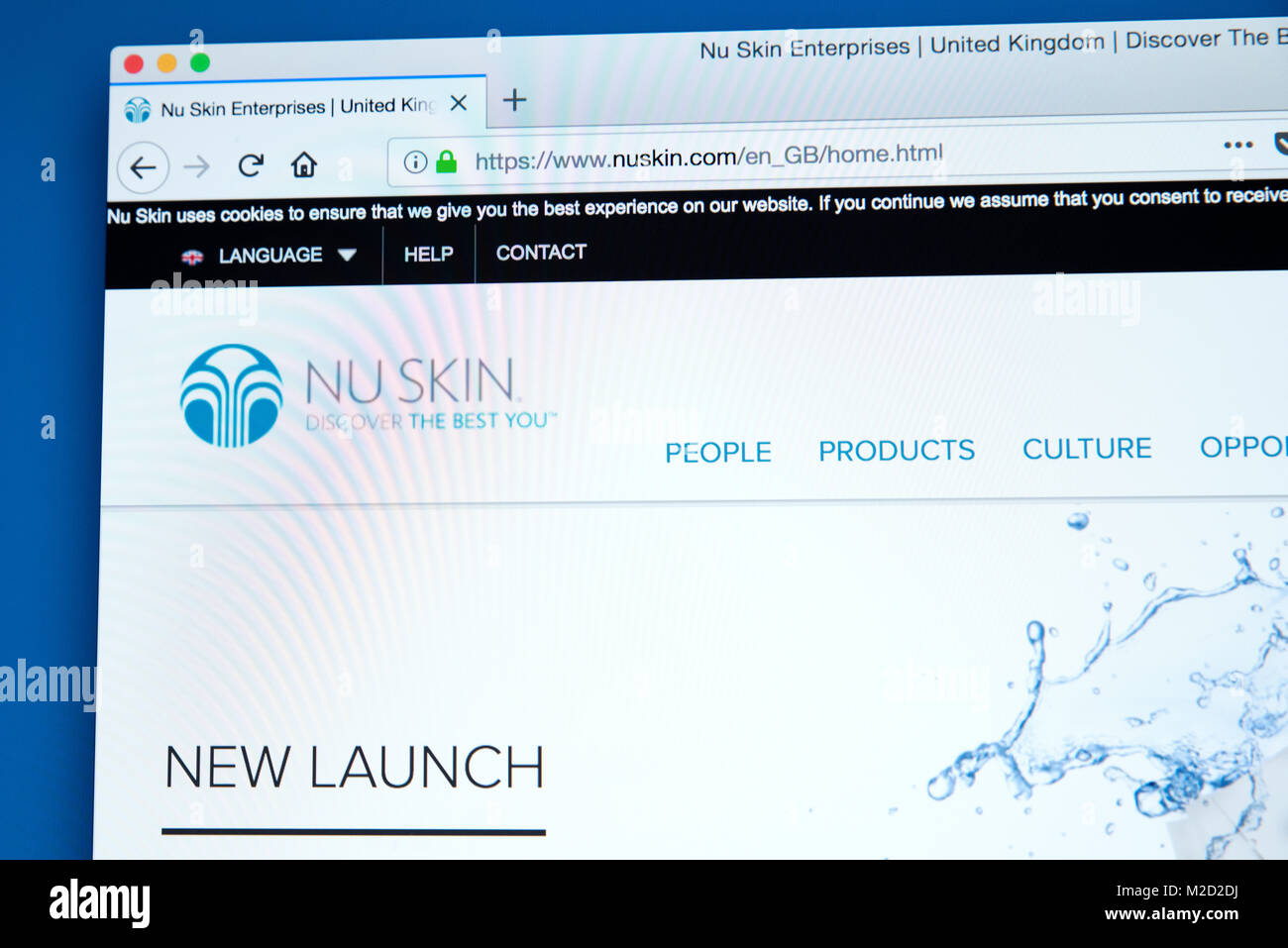 LONDON, UK - JANUARY 25TH 2018: The homepage of the official Website for Nu Skin Enterprises - the American marketing company which develops and sells Stock Photo