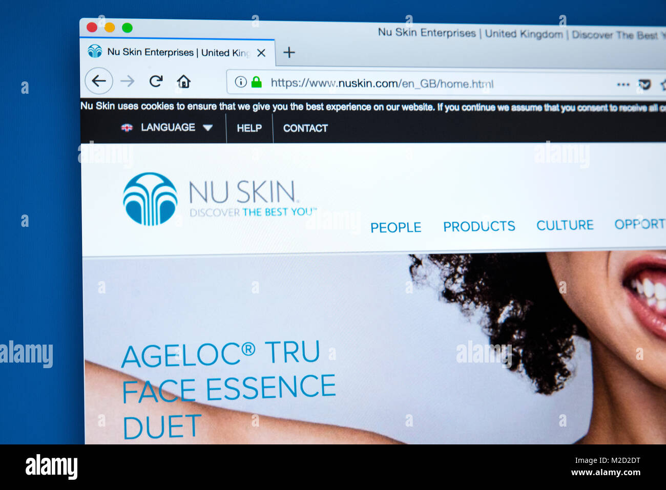 LONDON, UK - JANUARY 25TH 2018: The homepage of the official Website for Nu Skin Enterprises - the American marketing company which develops and sells Stock Photo