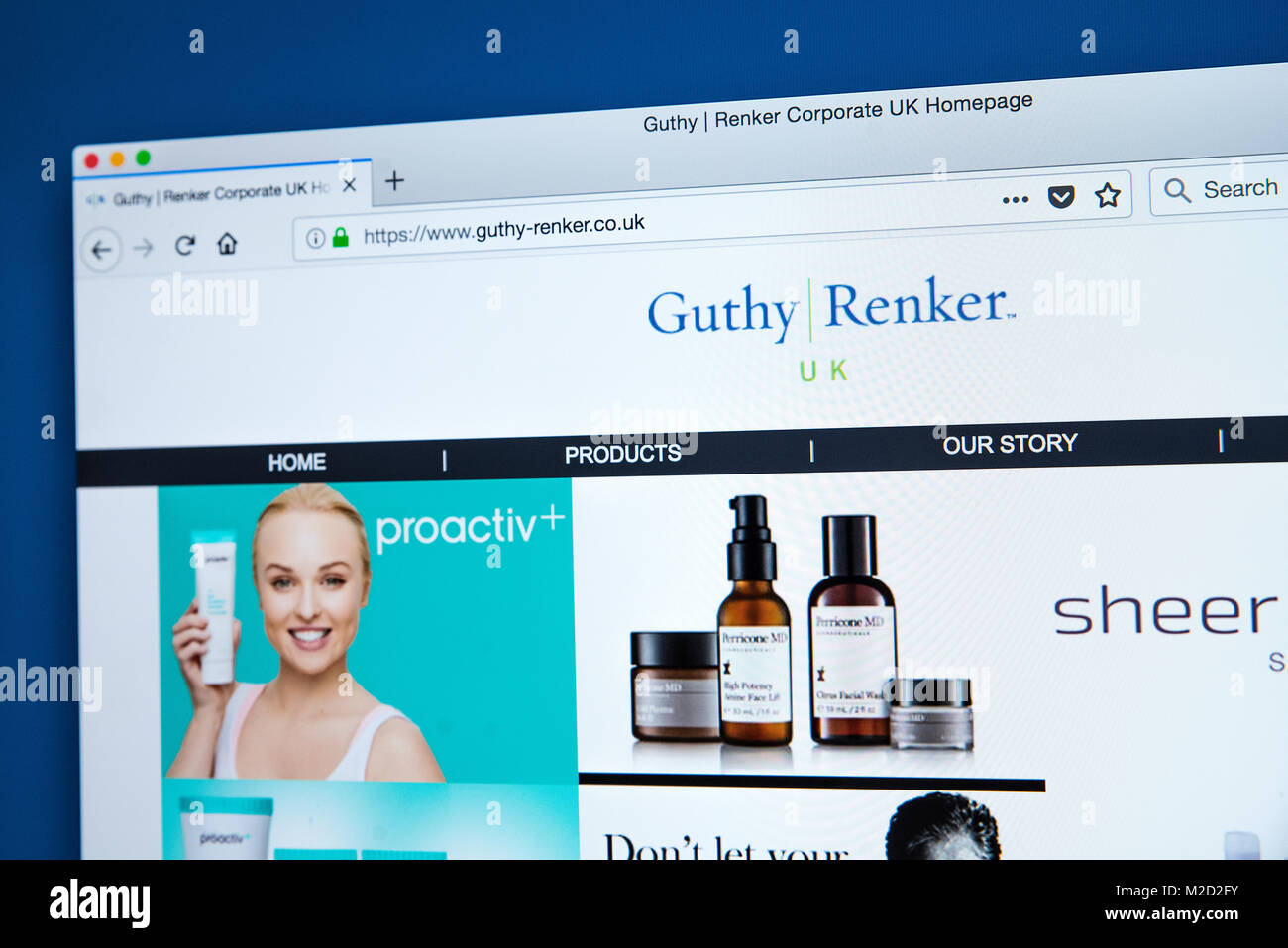 LONDON; UK - JANUARY 25TH 2018: The homepage of the official Website for Guthy Renker - the Direct Marketing company that sells products directly thro Stock Photo