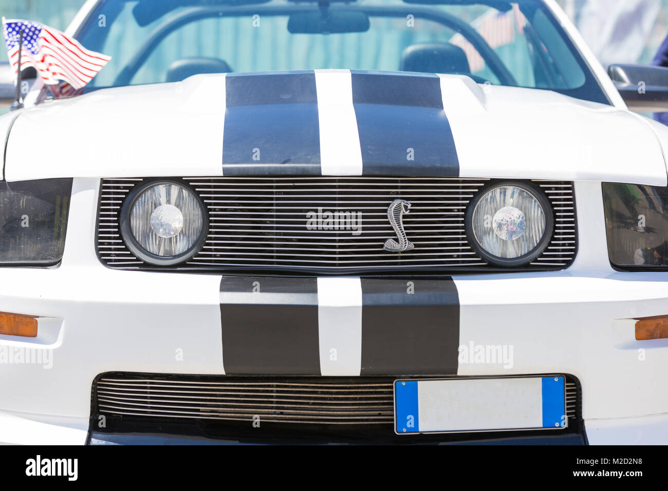 Beautiful and powerful american muscle car, wide and sporty tires with ...