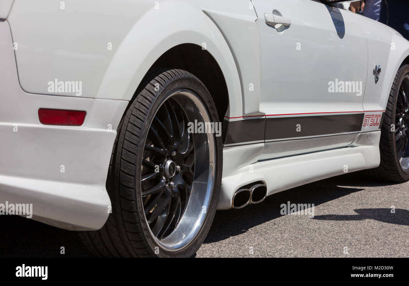 Beautiful and powerful american muscle car, wide and sporty tires with ...