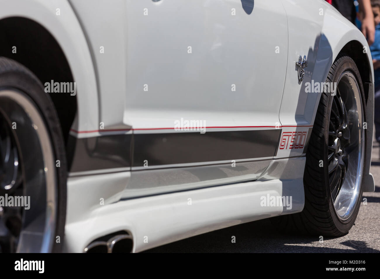 Beautiful and powerful american muscle car, wide and sporty tires with ...