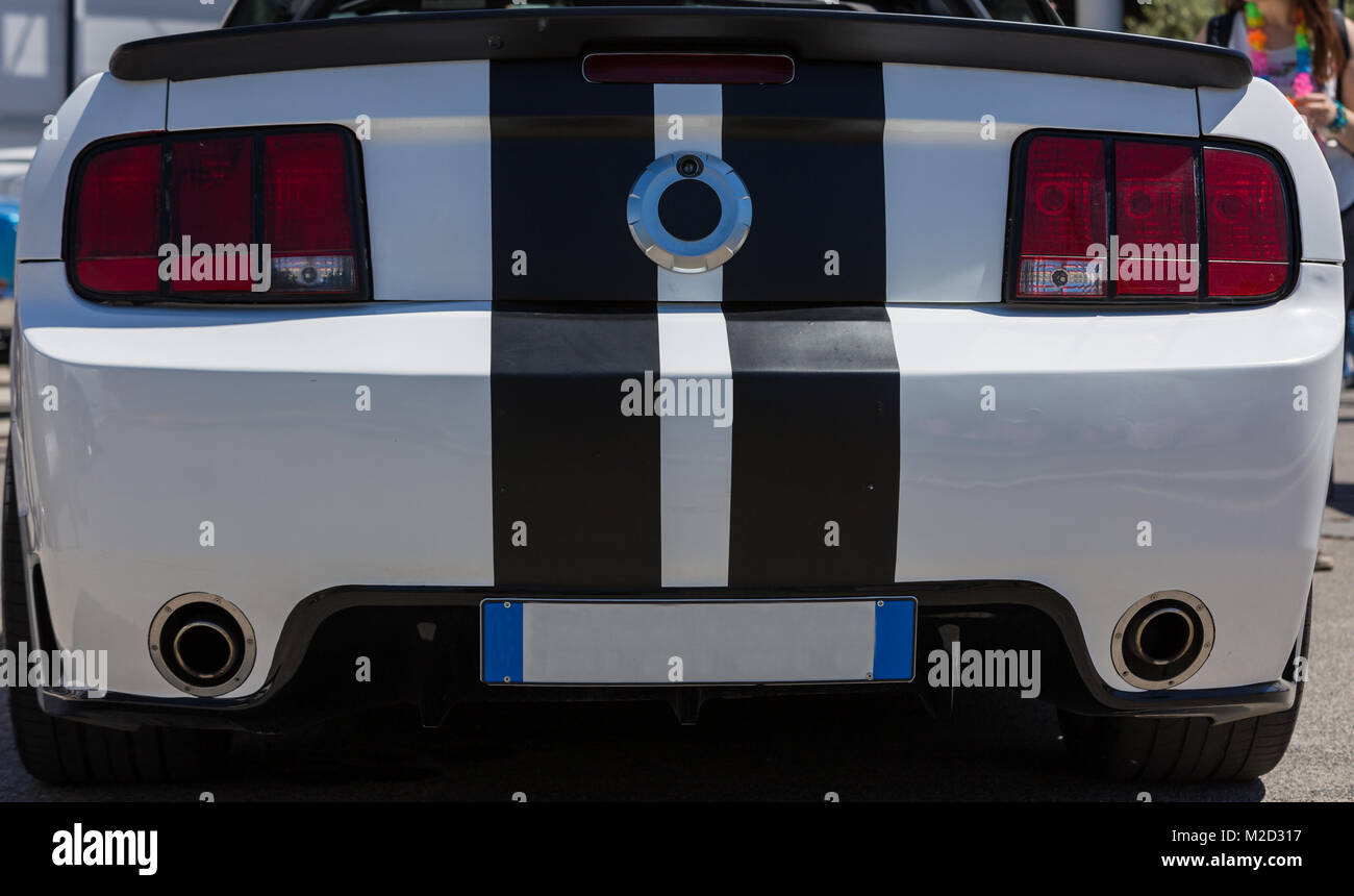 Beautiful and powerful american muscle car, wide and sporty tires with ...