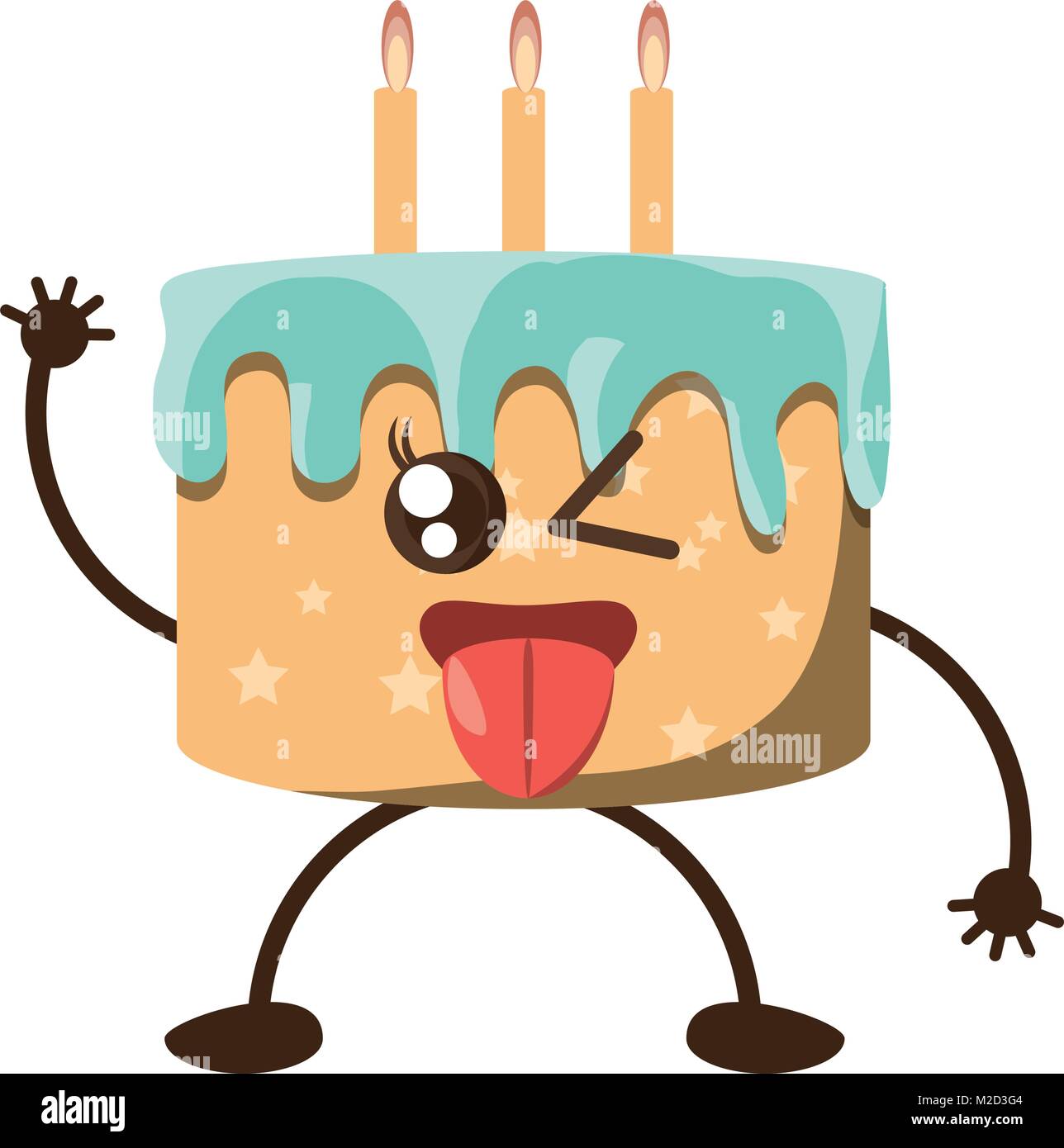Kawaii Birthday Cake Icon Stock Vector Image Art Alamy