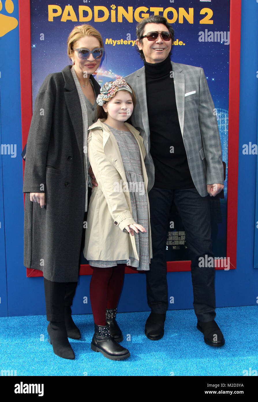 'Paddington 2' - Premiere at the Regency Village Theatre  Featuring: Lou Diamond Phillips, wife Yvonne Boismier Phillips, daughter Indigo Sanara Phillips Where: Los Angeles, California, United States When: 06 Jan 2018 Credit: Adriana M. Barraza/WENN.com Stock Photo