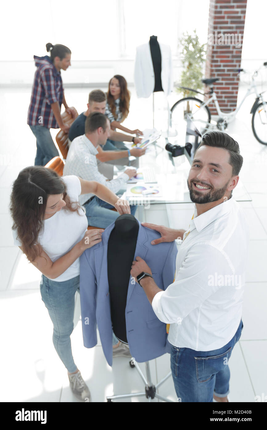 Model Guy Working designers working on new models menswear Stock Photo - Alamy