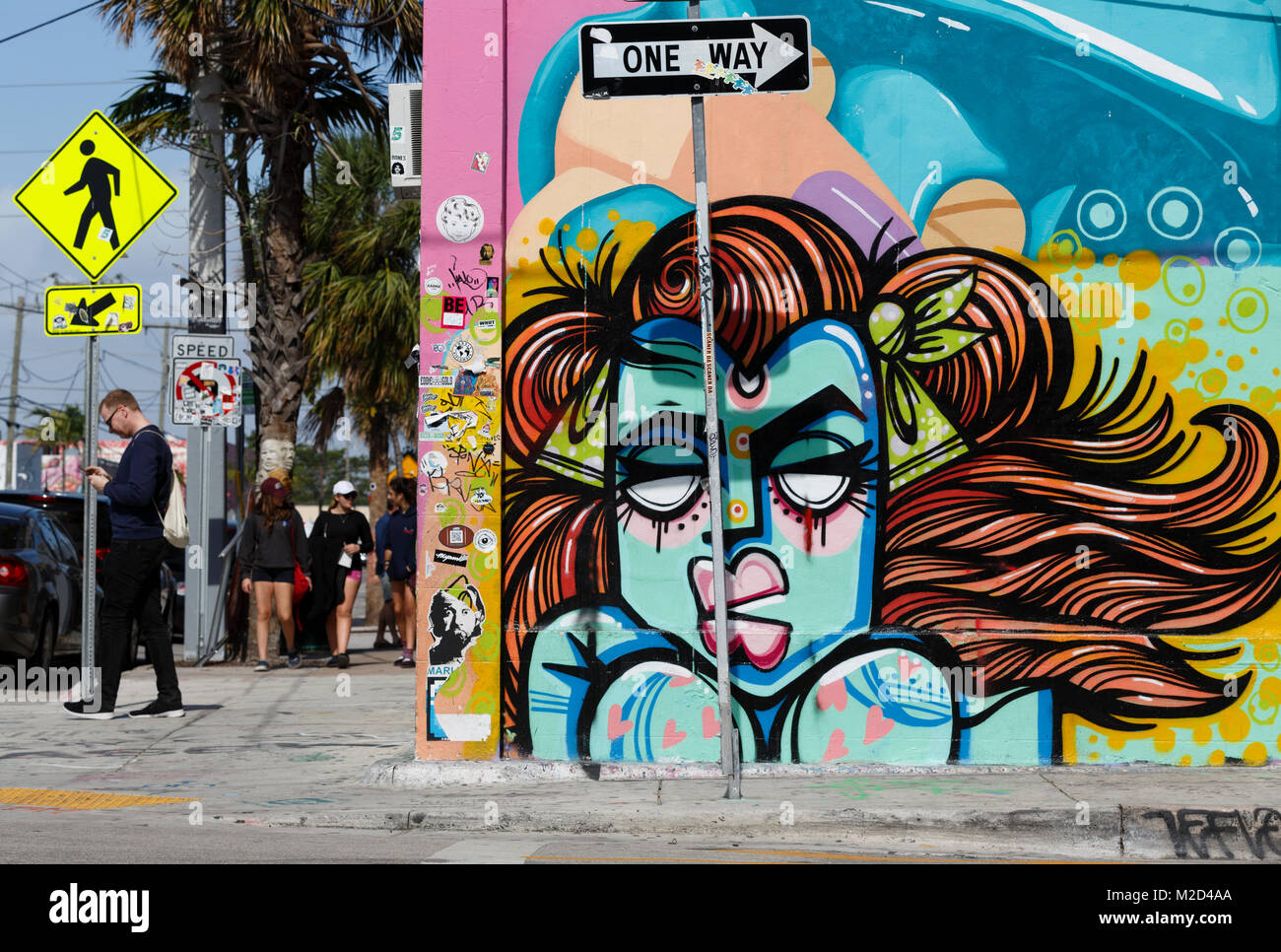 Wynwood Walls graffiti art exhibition installation, Miami, Florida