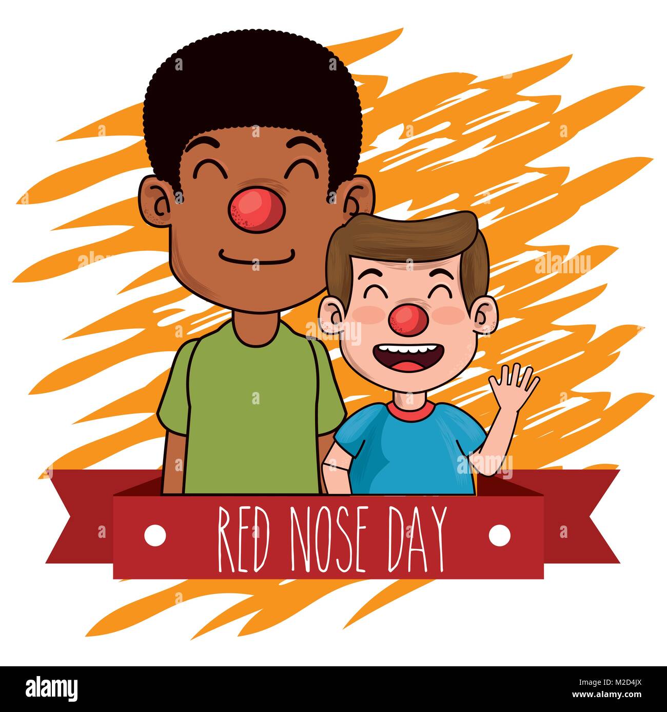 red nose day people with red nose Stock Vector