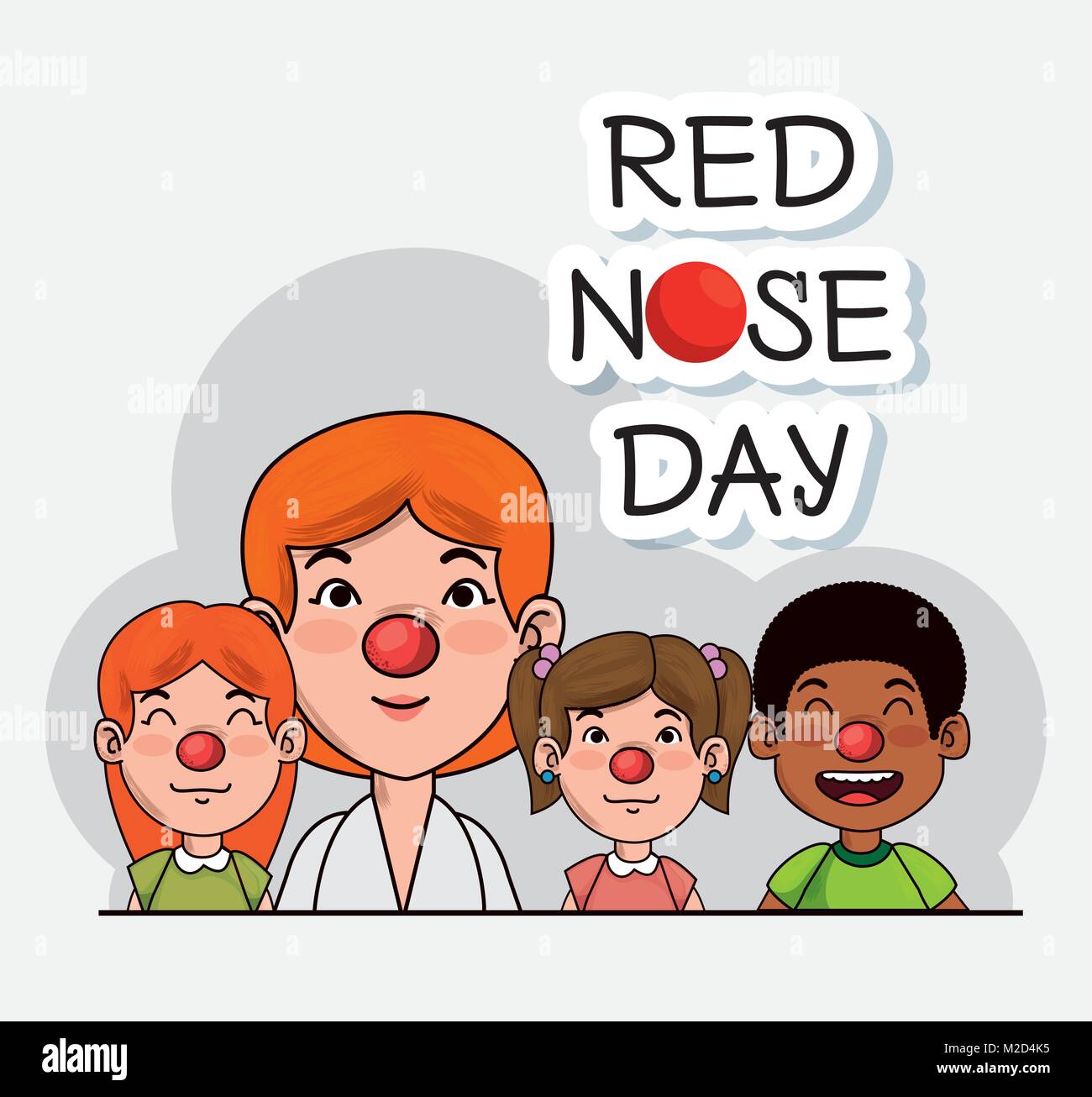 red nose day people with red nose Stock Vector