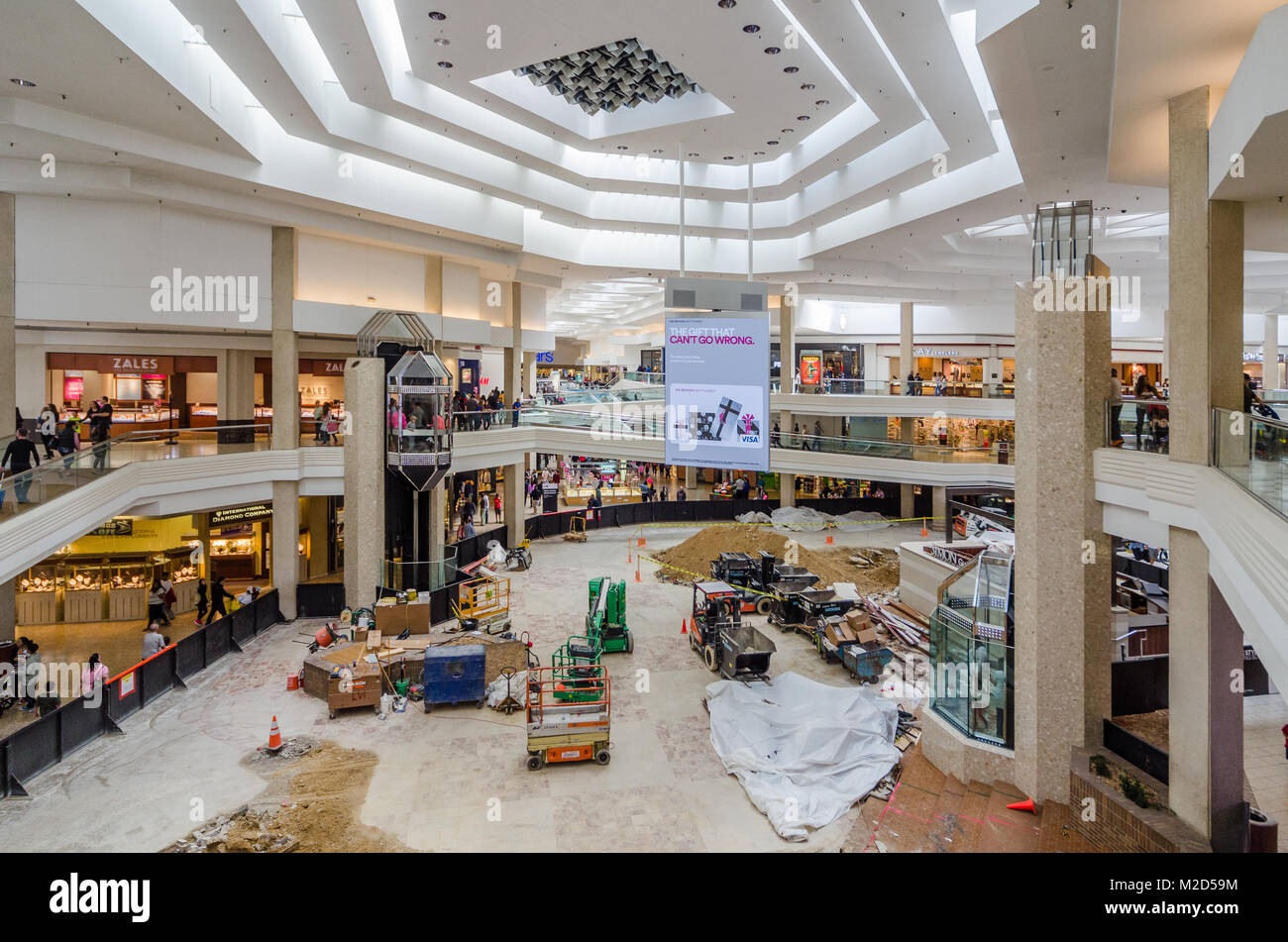 Interior of Woodfield Mall in Schaumburg undergoing renovation Stock Photo