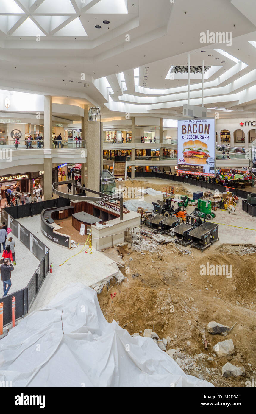 Interior of Woodfield Mall in Schaumburg undergoing renovation Stock Photo