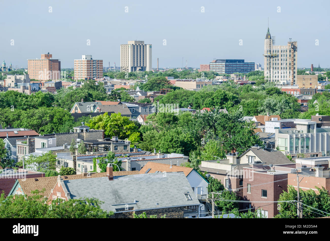 Aerial view of West Town, Bucktown, and Wicker Park neighborhoods Stock