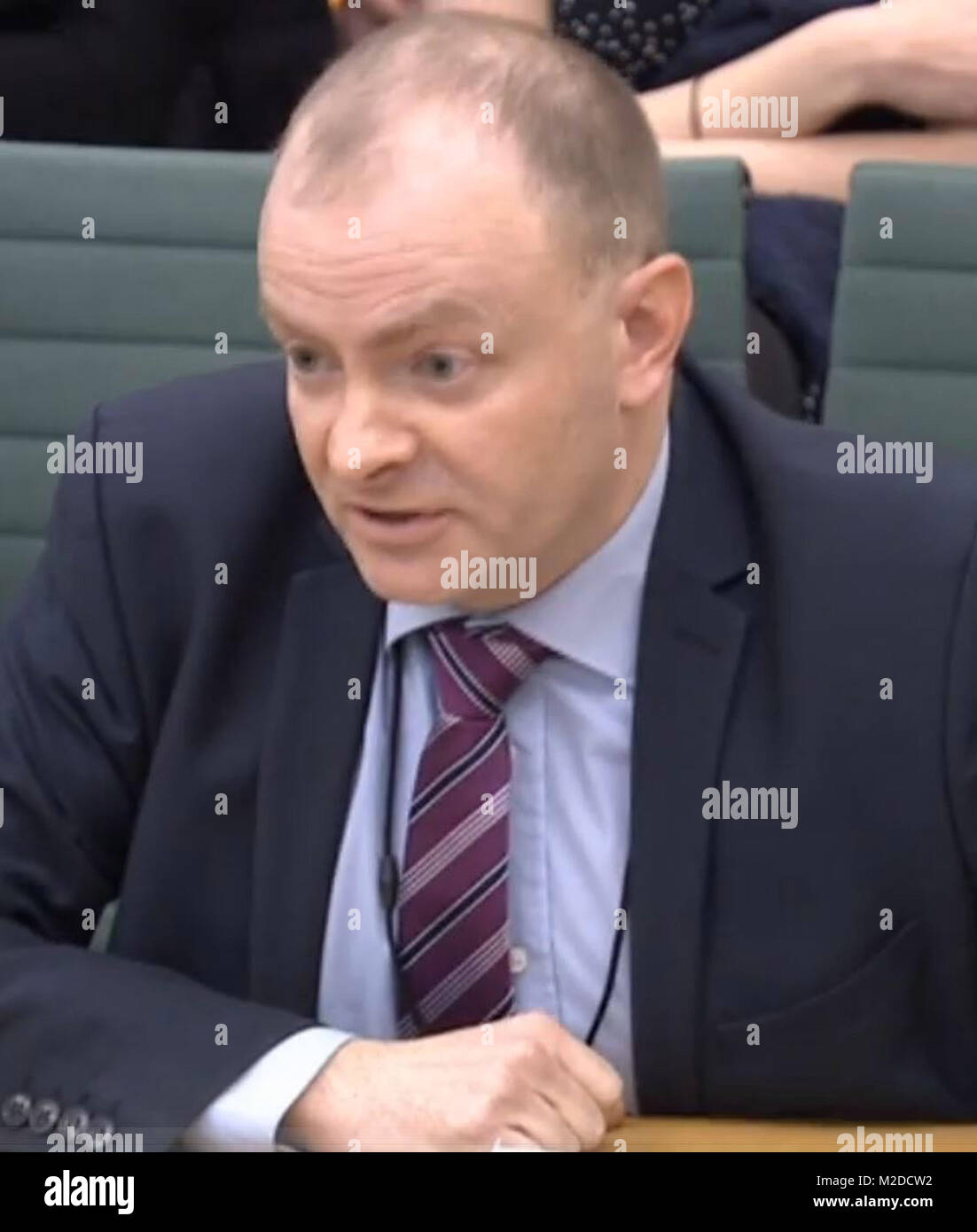 Martin Jones, Chief Executive Officer, of the Parole Board for England and Wales, gives evidence at the Justice Select Committee at the House of Commons in London on the subject of the Parole Board. Stock Photo