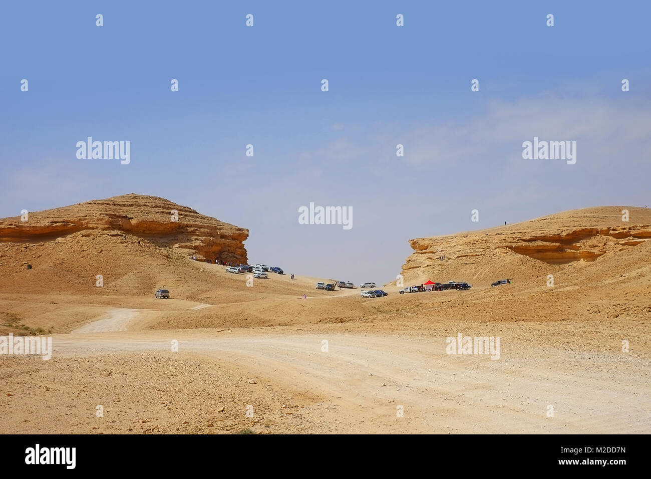 Tourists go to the Edge of the World outside RIyadh Saudi Arabia near Salbouq or Salbuk village Stock Photo