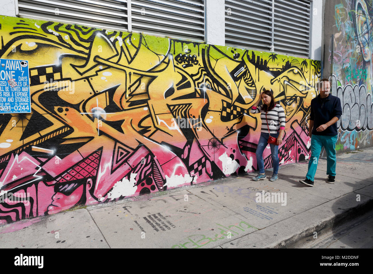 Wynwood Walls graffiti art exhibition installation, Miami, Florida