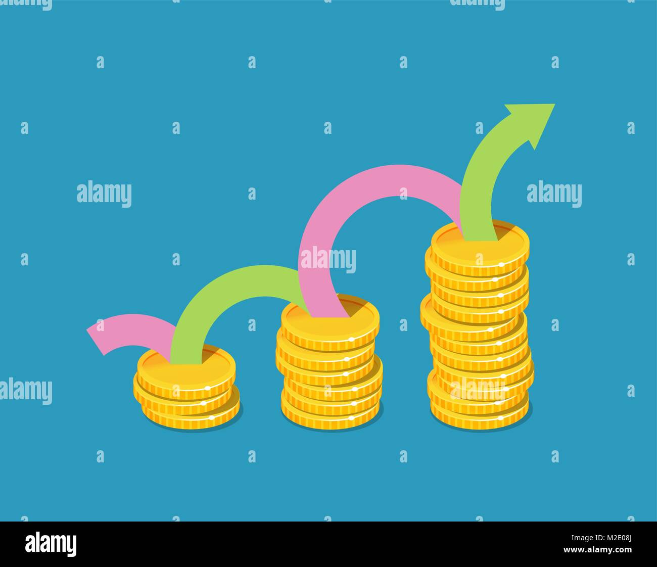 Business infographics. Earnings, income graph, money concept. Vector illustration Stock Vector