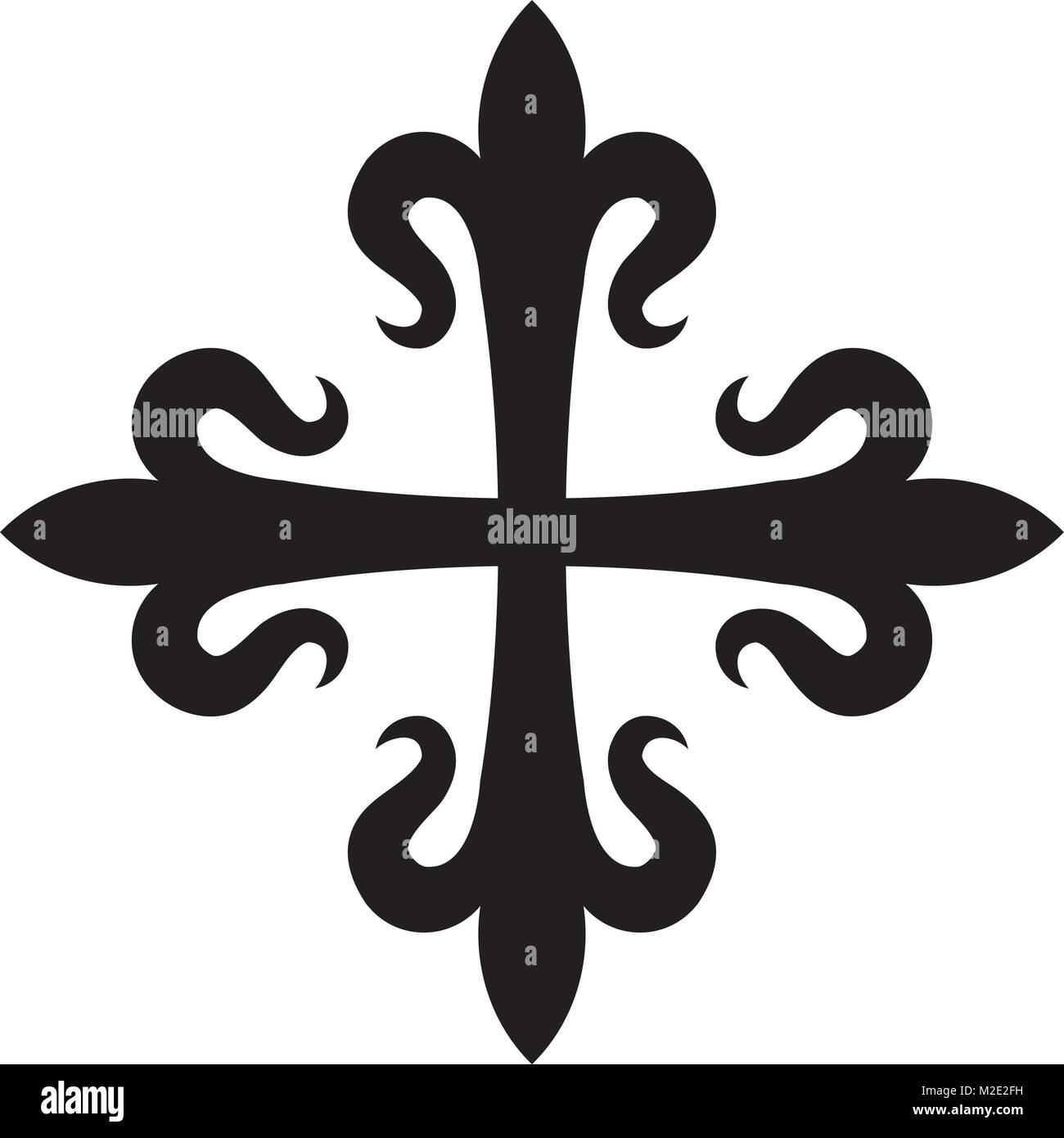 Croix fleurdelisée (cross of Lilies), Medieval heraldic cross. Stock Vector