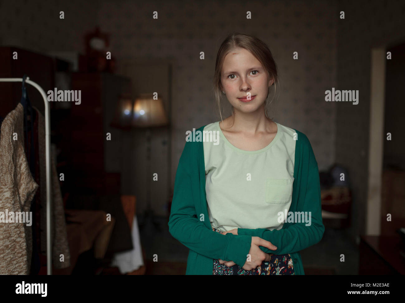 Portrait of smiling Caucasian woman Stock Photo - Alamy