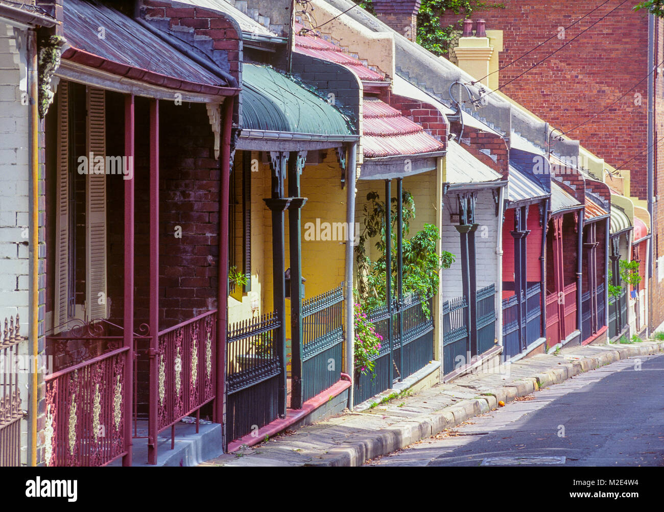 A row of historic cottages on High Holborn Street in Surry Hills, Sydney, NSW, Australia Stock