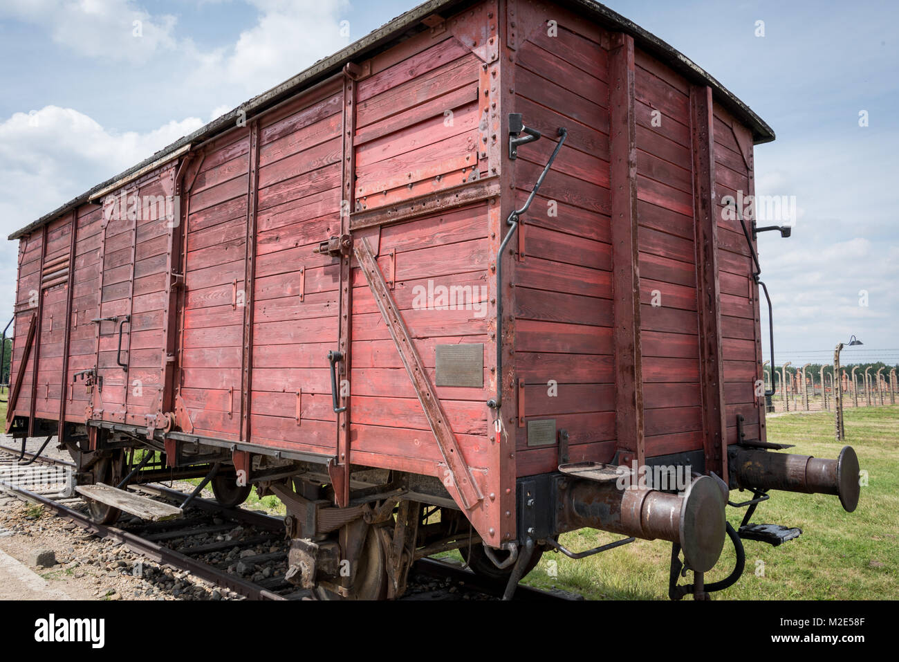 Railway Wagon, Birkenau Concentration Camp, Poland Stock Photo