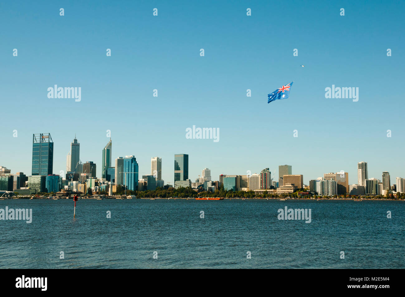 PERTH, AUSTRALIA - January 26, 2018: City skyline of Perth during national Australia Day Stock Photo