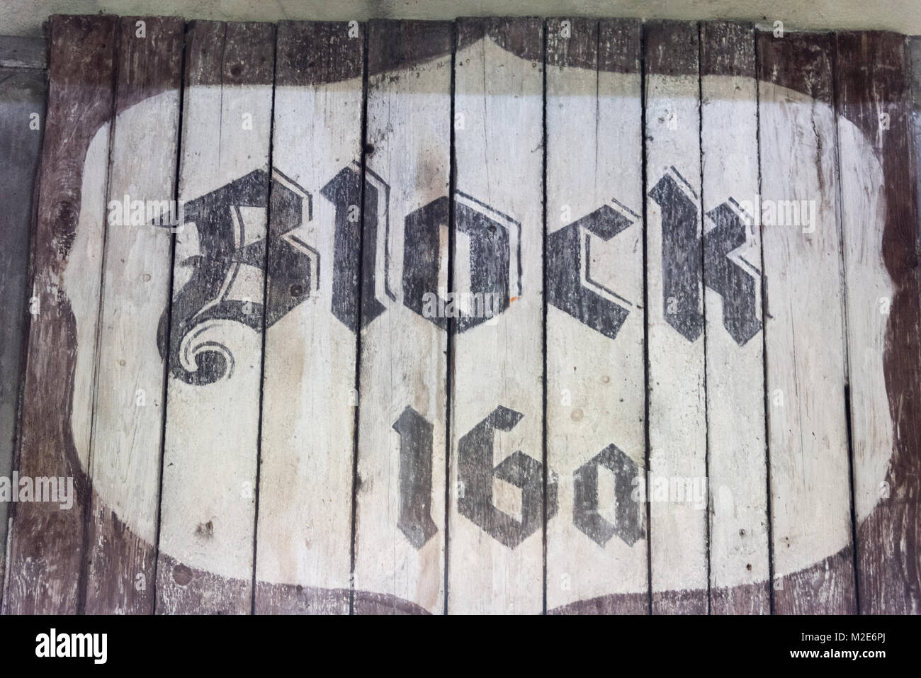 Block 16a Sign inside Barracks at Birkenau Concentration Camp, Poland Stock Photo
