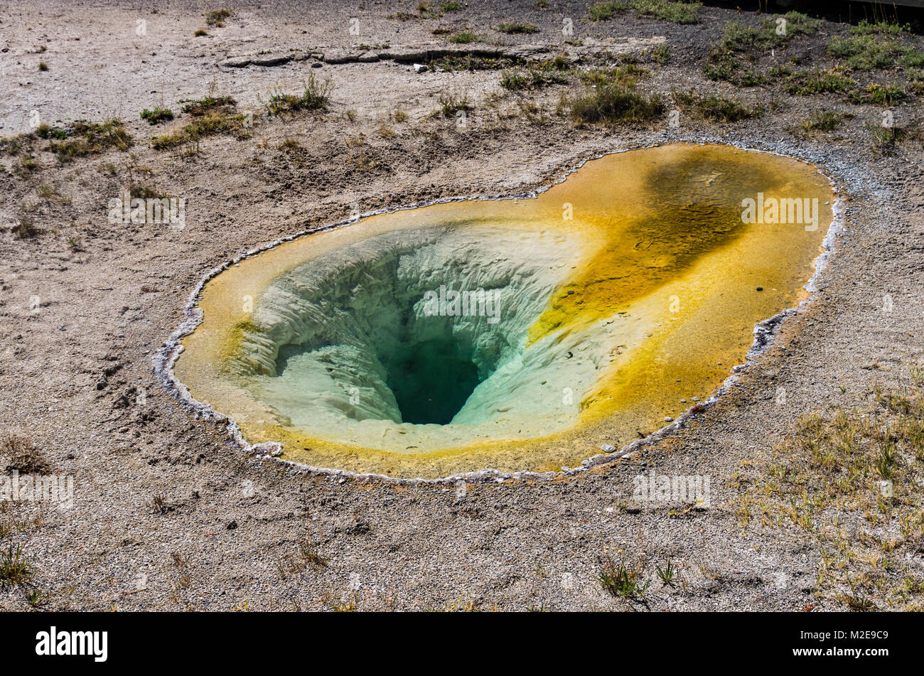 Delicate Belgian Pool and hot spring in the Upper Geyser Basin.  Yellowstone National Park, Wyoming, USA Stock Photo