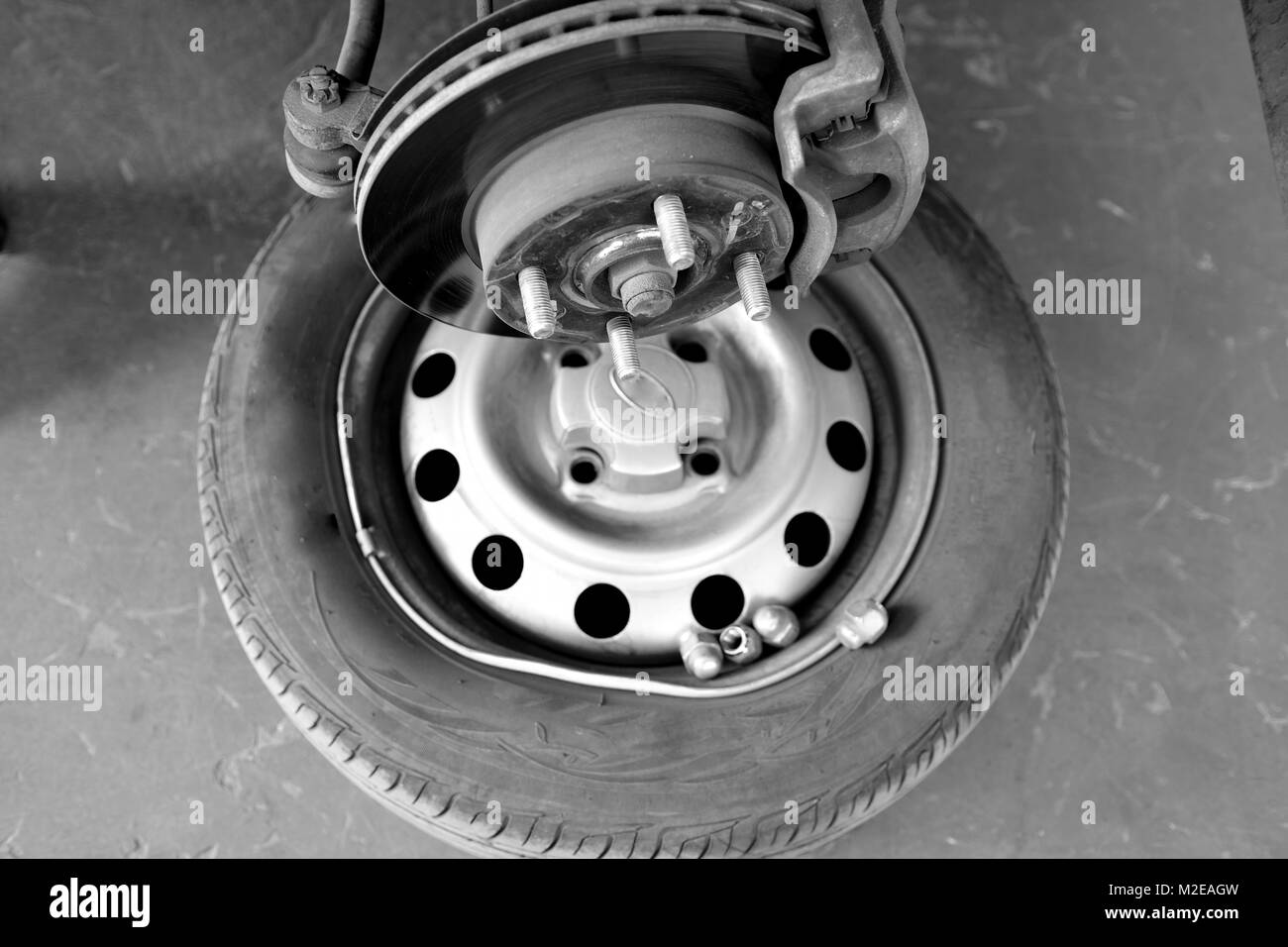 monochrome photo of shining stainless steel machine tools Stock Photo