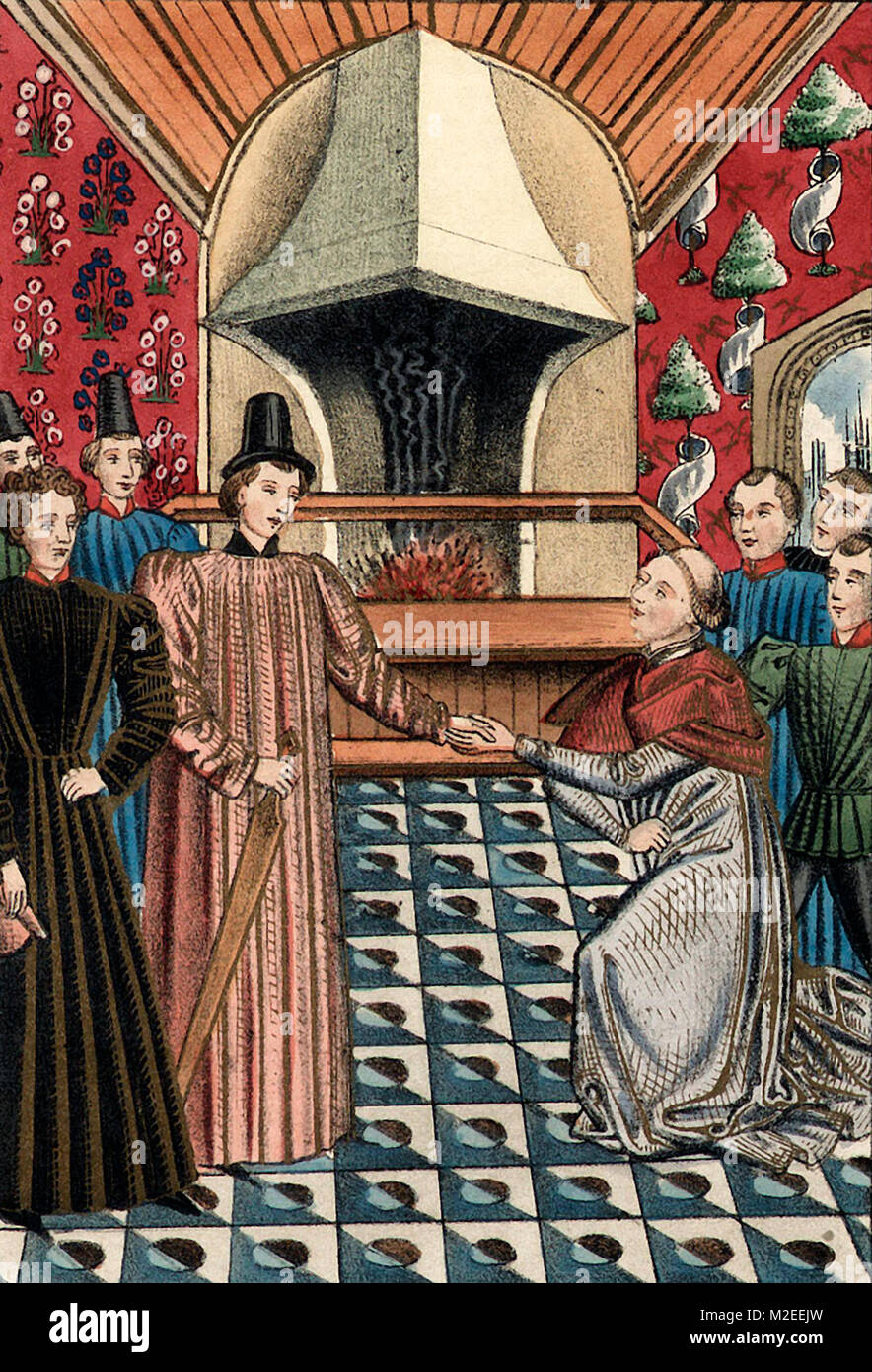 The interview of the Archbishop of Canterbury with the Earl of Derby at Paris Stock Photo