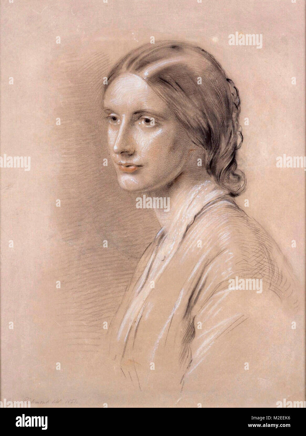 Josephine Butler in 1851, portrait by George Richmond. Josephine Elizabeth Butler, nee Grey; 13 April 1828 - 30 December 1906 was an English feminist and social reformer in the Victorian era. Stock Photo