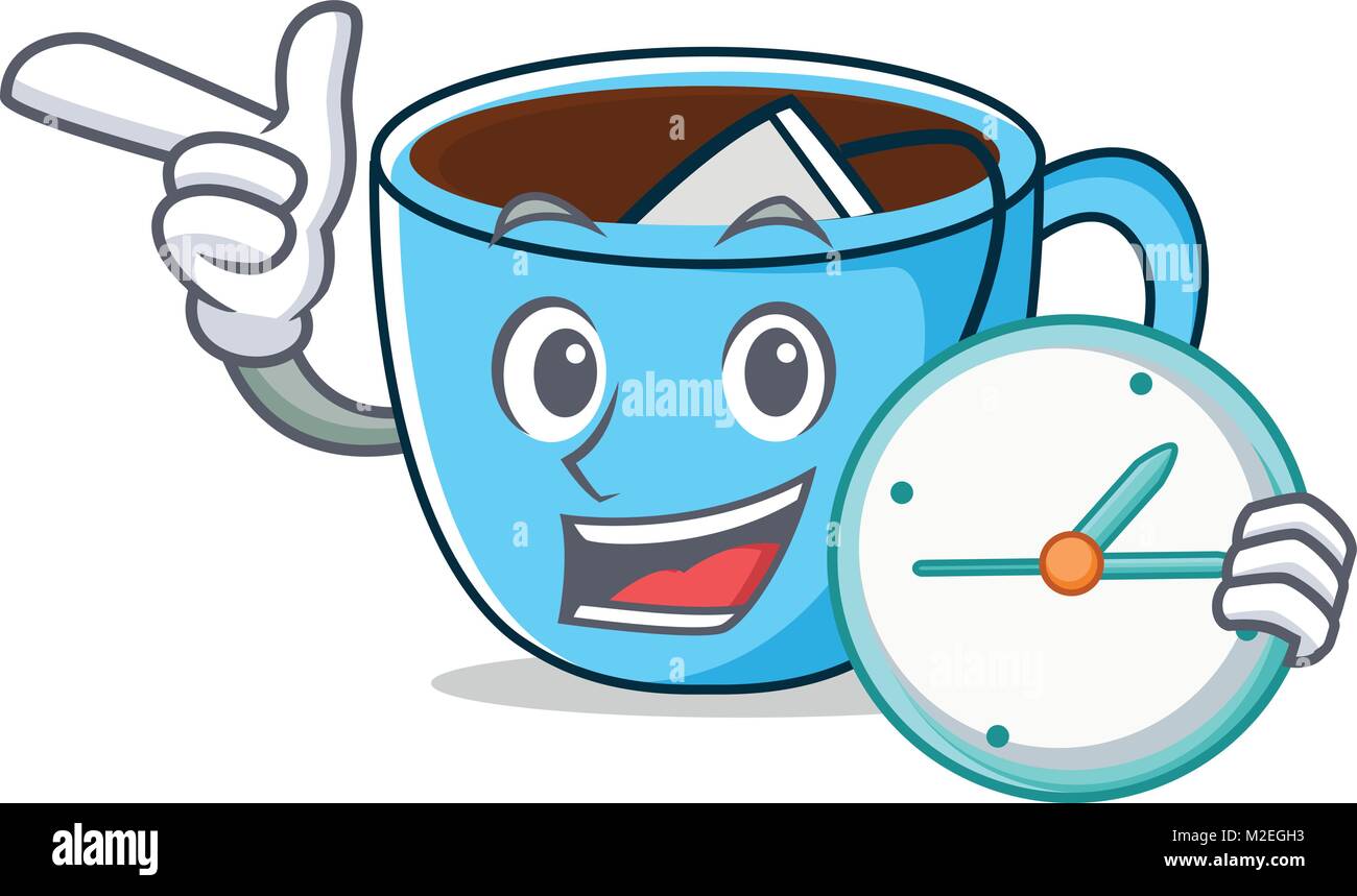 With clock tea cup character cartoon Stock Vector Image & Art - Alamy