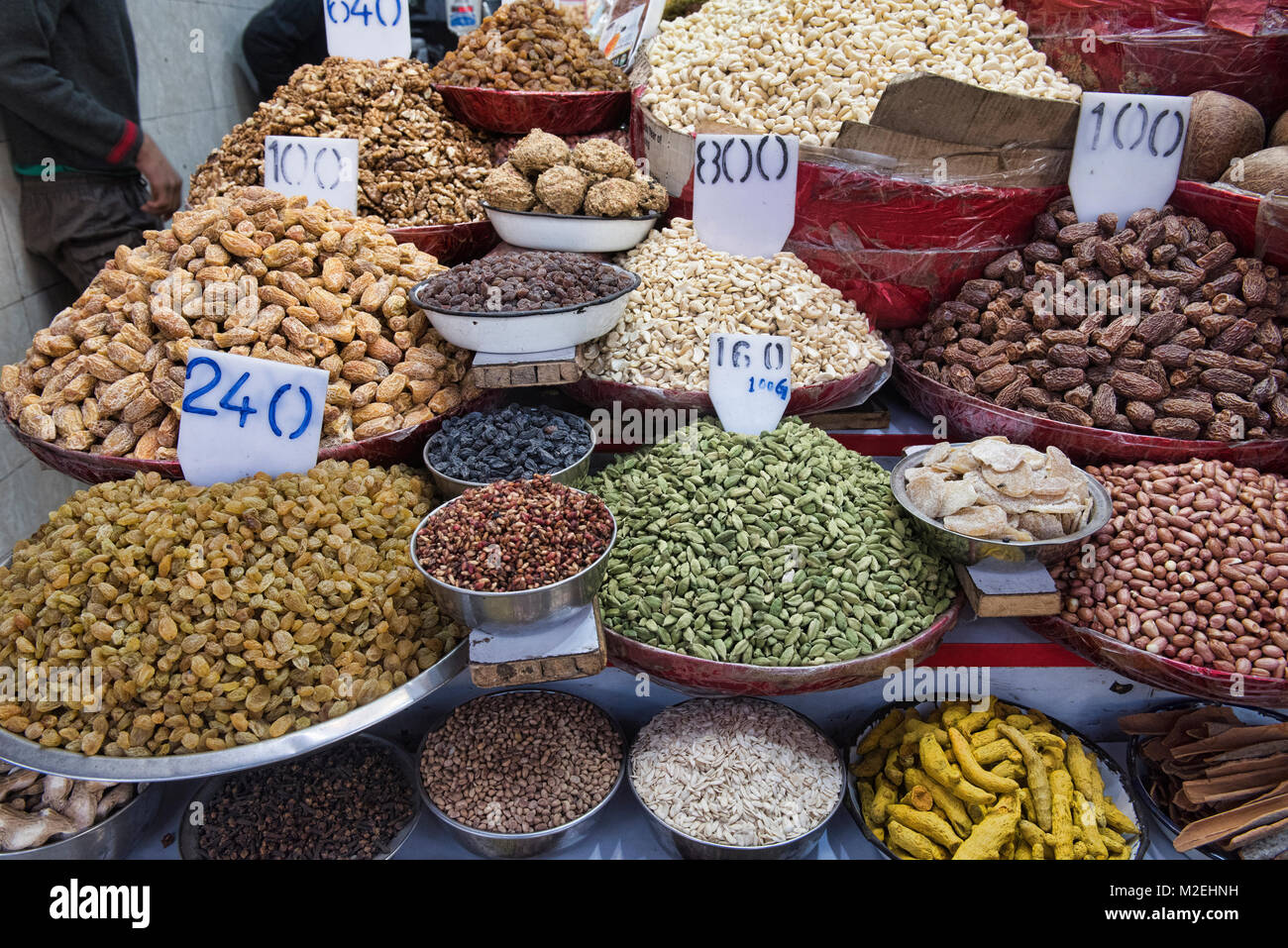 Nuts and dried fruit for sale in the Khari Baoli Spice Market, Old Delhi, India Stock Photo Alamy