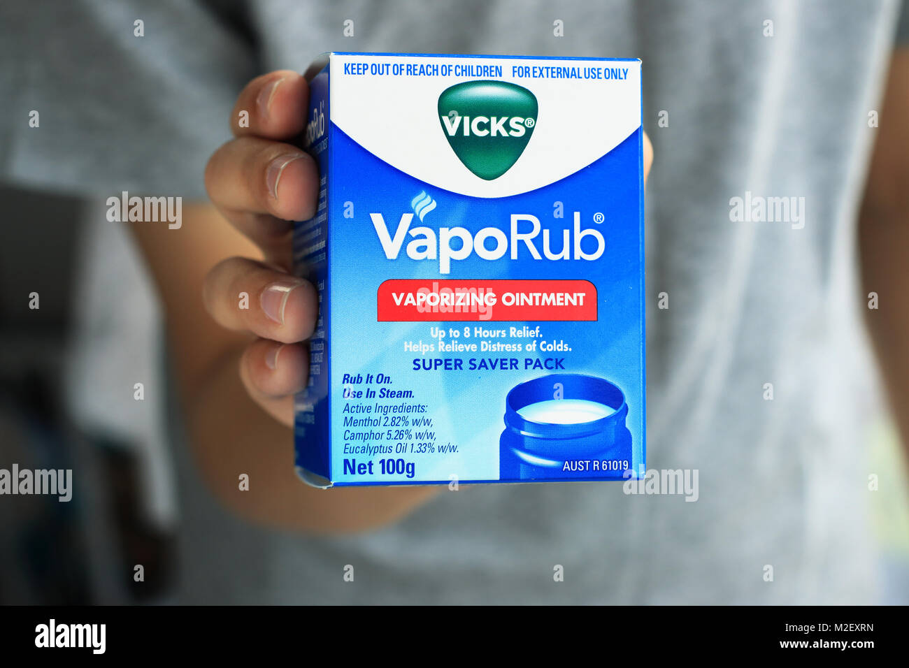 Close up of Vicks Vaporub Vapourising Ointment Jar Stock Photo