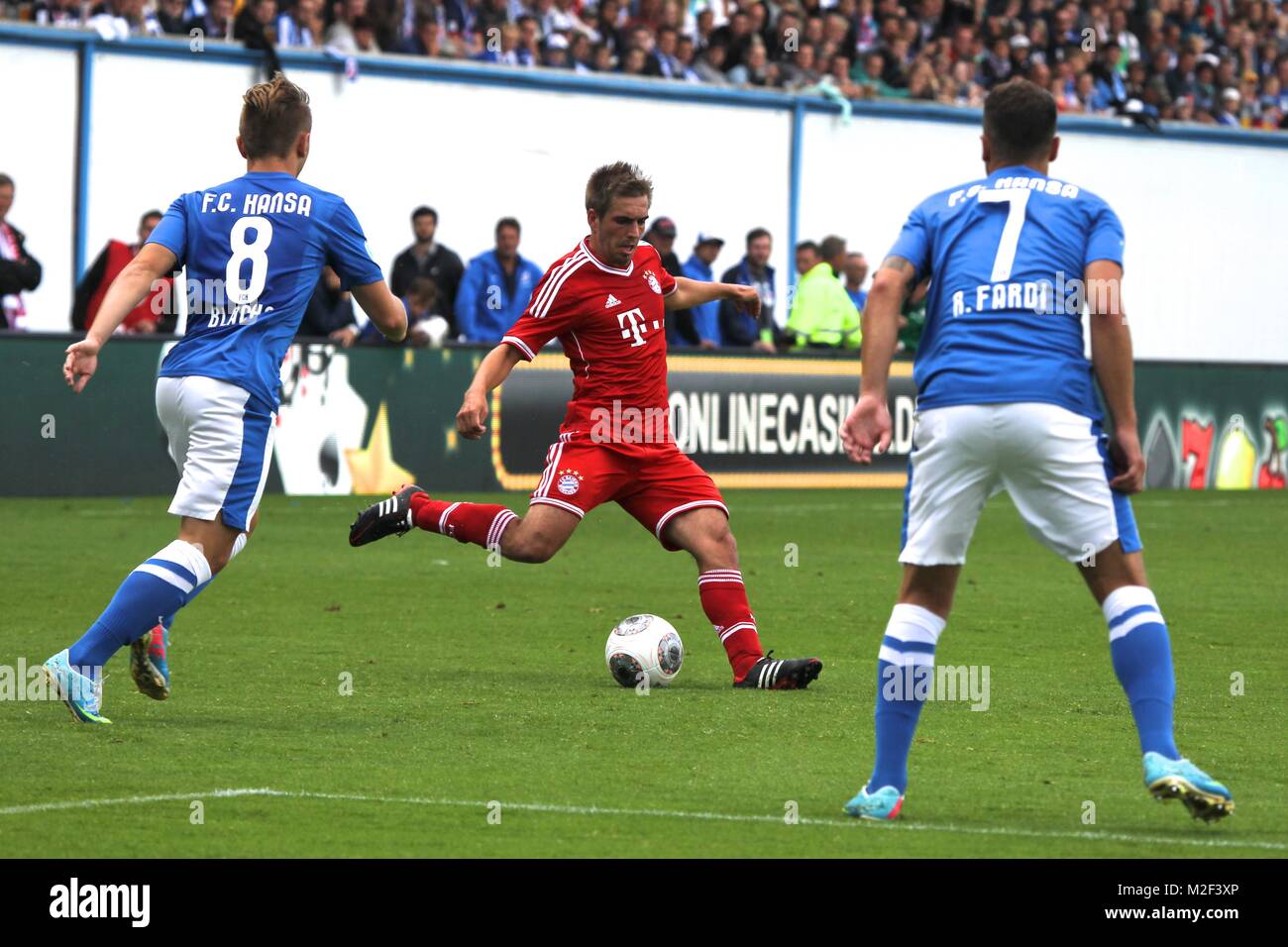 Benefizspiel des FC Bayern beim FC Hansa Rostock. Der Triple-Gewinner verzichtet auf sämtliche Einnahmen zugunsten des FC Hansa Stock Photo