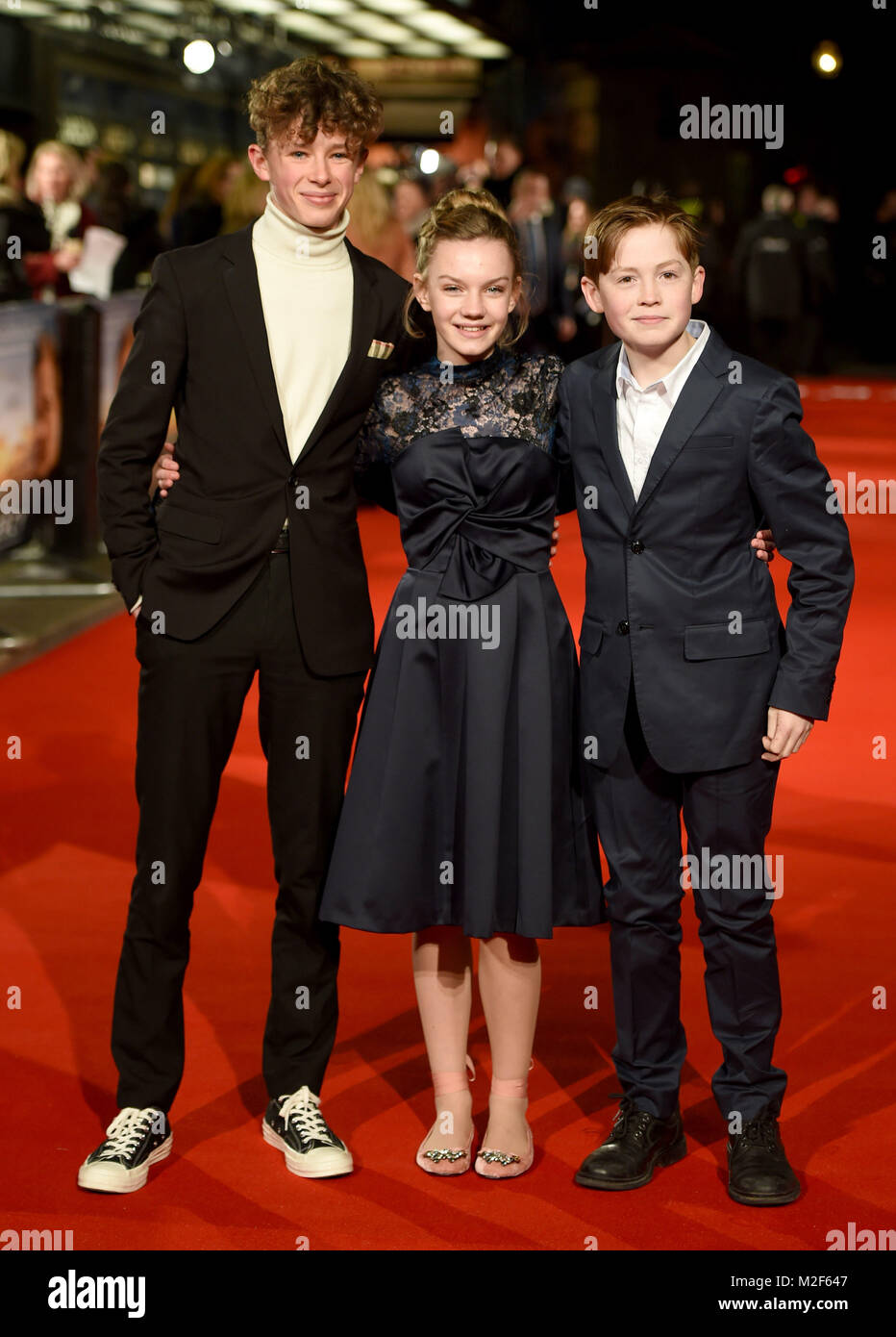 Photo Must Be Credited ©Alpha Press 079965 06/02/2018 Finn Elliot, Eleanor Stagg and Kit Connor  The World Premiere Of The Mercy Leicester Square London Stock Photo