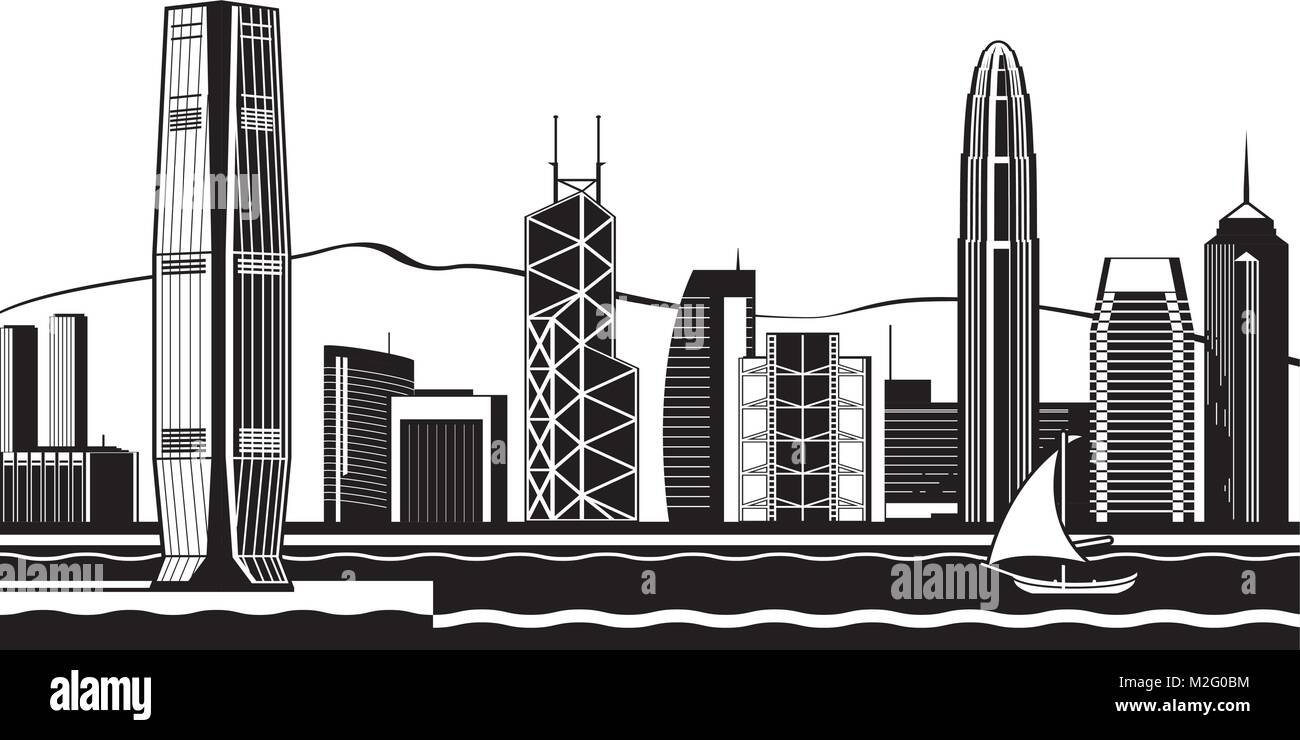 Hong Kong skyline by day - vector illustration Stock Vector