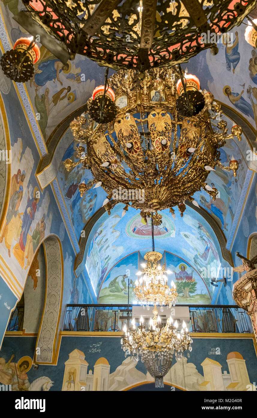 The Church of St. Gabriel, Nazareth, Israel. In The interior of the Greek Orthodox Church of the Annunciation, Stock Photo