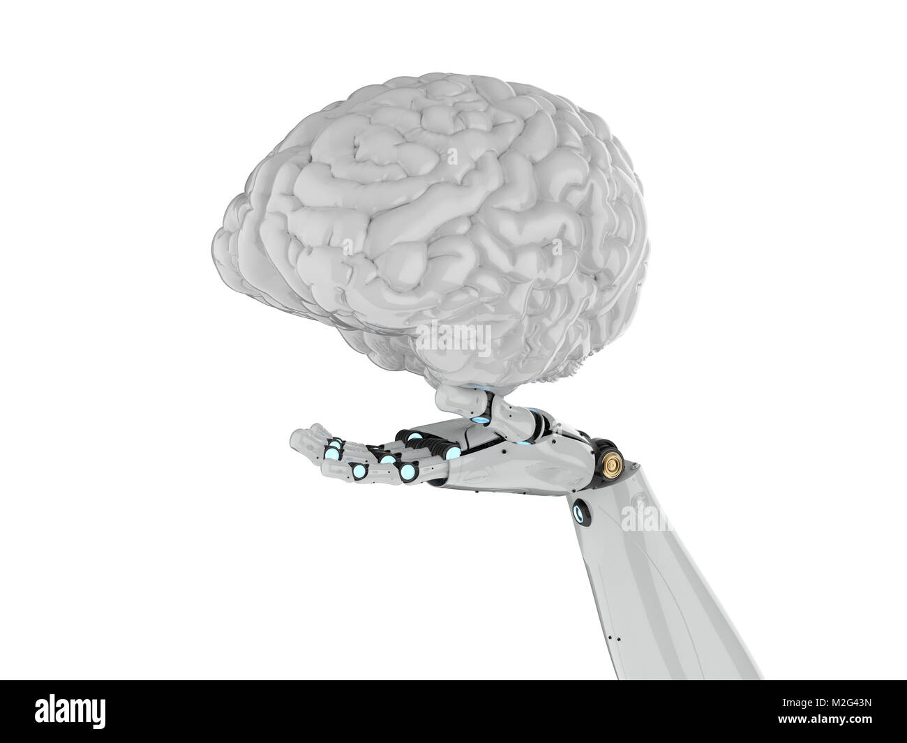 3d rendering robot hand holding artificial intelligence brain Stock ...