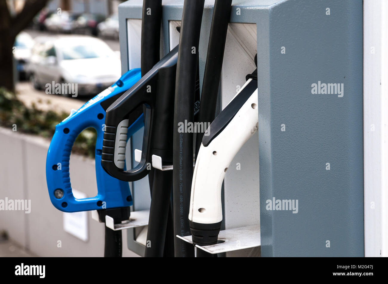 Prague, Czech Republic, 2 February 2018, charging station for electric cars and hybrid cars Stock Photo