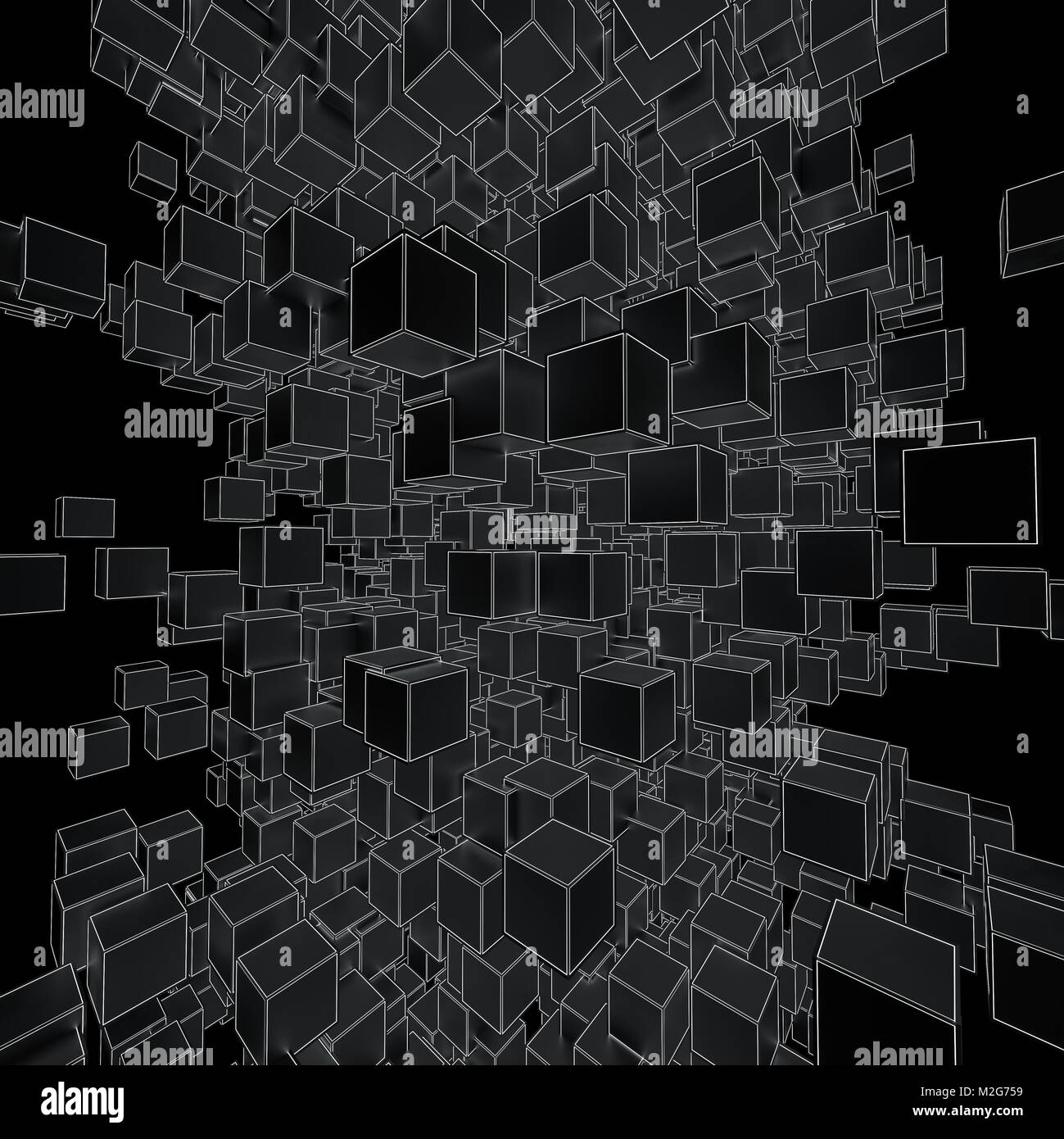 Abstract Futuristic Background Of Black Cubes Stock Photo - Alamy