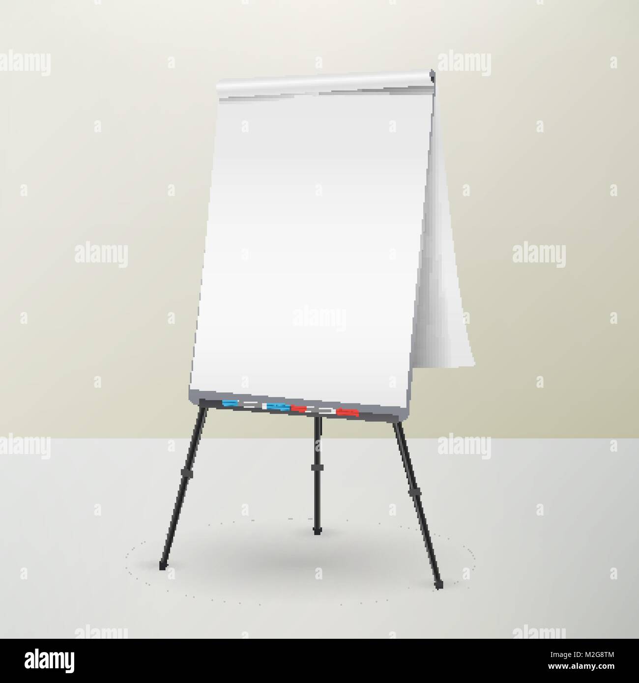 Flip Chart Isolated Vector. Blank Sheet Of Paper On a Tripod. Isolated