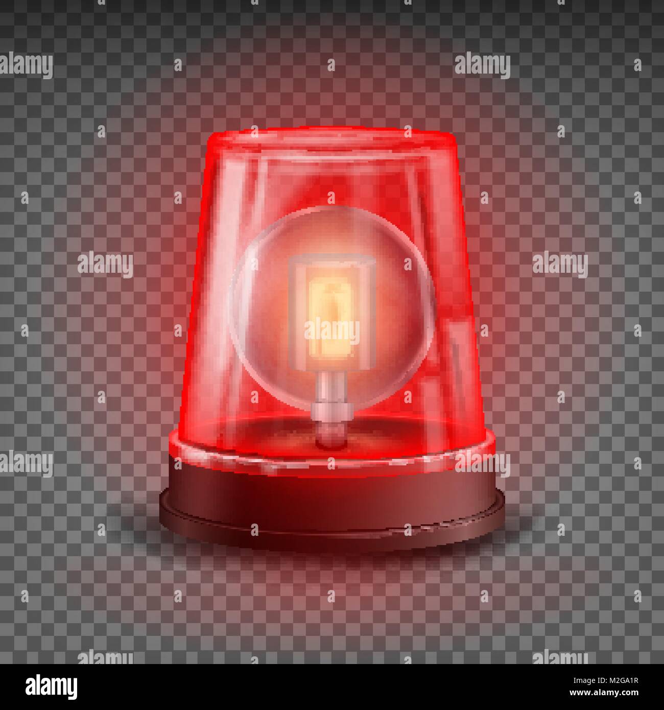3d realistic vector set of two police car top lights in red and