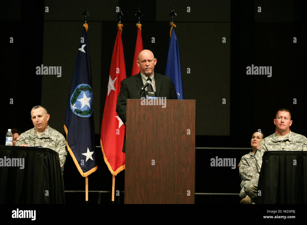 Speakers presenting for the Texas Adjutant General's Strategic plan role out at the NGAT/Joint Conference on Mar. 27, 2010 in Austin, Texas (U.S. Air National Guard photo Staff Sergeant Eric Wilson) 100327-F-2973W-022.jpg by Texas Military Department Stock Photo