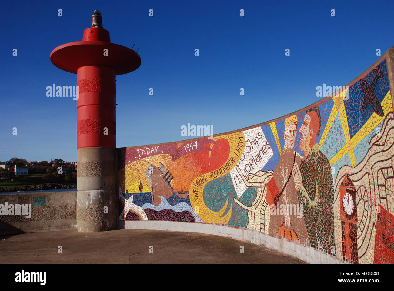 Mosaics in Eisenhower Pier, Bangor, Co. Down, Northern Ireland, UK Stock Photo