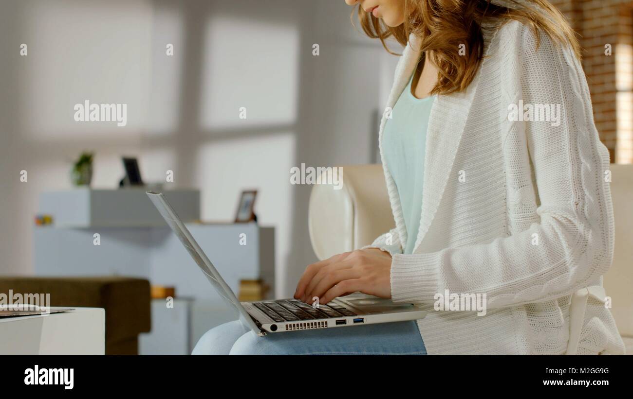 Work Computer Start Female freelancer working on laptop computer, startup business ...