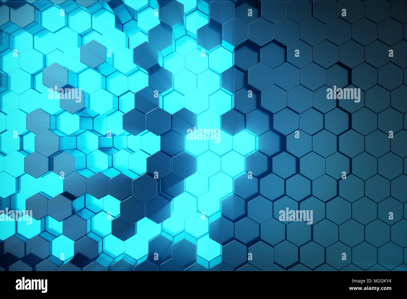 3D illustration Abstract blue of futuristic surface hexagon pattern ...