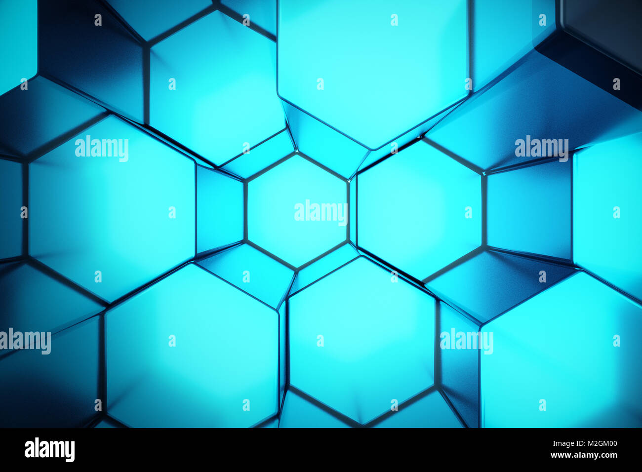 3D illustration Abstract blue of futuristic surface hexagon pattern ...