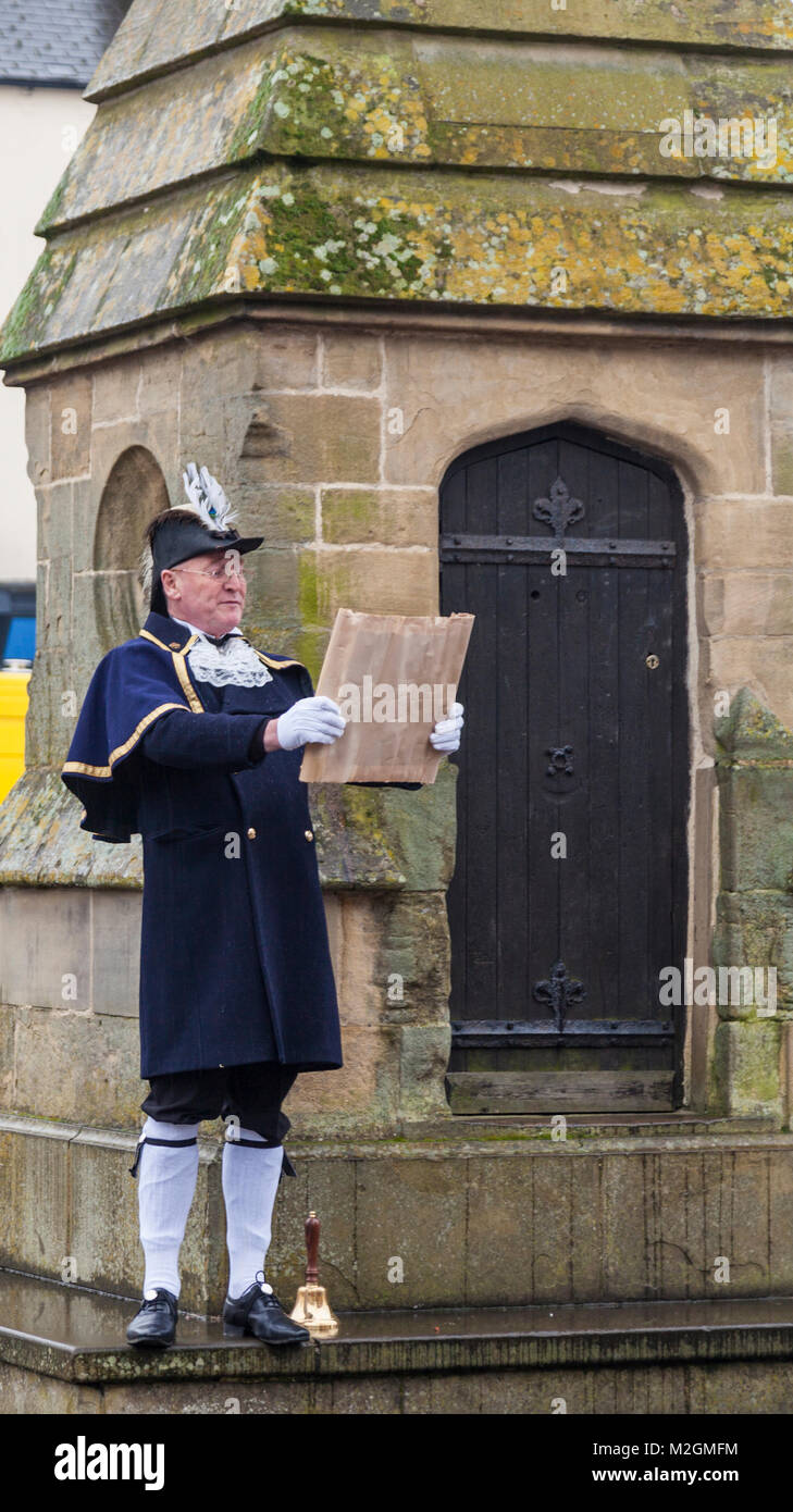 Close up of the Town Crier stood at the market cross in Thirsk,North Yorkshire,England,UK Stock Photo