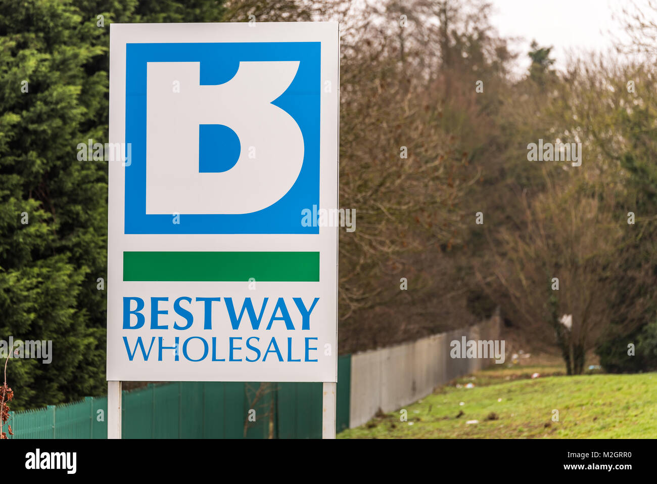 Northampton UK January 11 2018 Bestway Wholesale Cash and Carry logo sign post Stock Photo Alamy